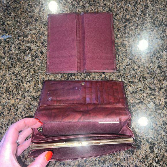 Gorgeous Vintage Etch 2 Prym Top Grain Red Burgundy Leather Wallet Coin Purse - Picture 8 of 10